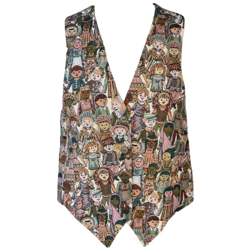 Vintage Nadia novelty tapestry doll vest M